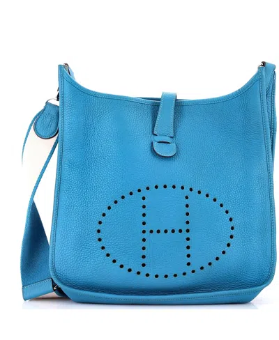 Pre-owned Pre-owned Hermes  Hermes Gm Evelyne Bag Gen Iii Clemence In Blue