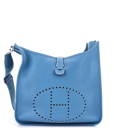 Pre-owned Pre-owned Hermes  Hermes Gm Evelyne Bag Gen Iii Clemence In Blue