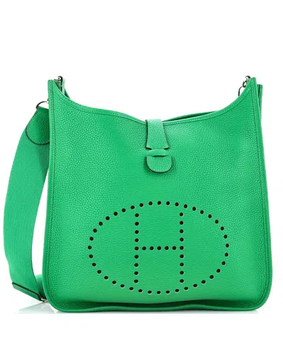 Pre-owned Pre-owned Hermes  Hermes Gm Evelyne Bag Gen Iii Clemence In Green