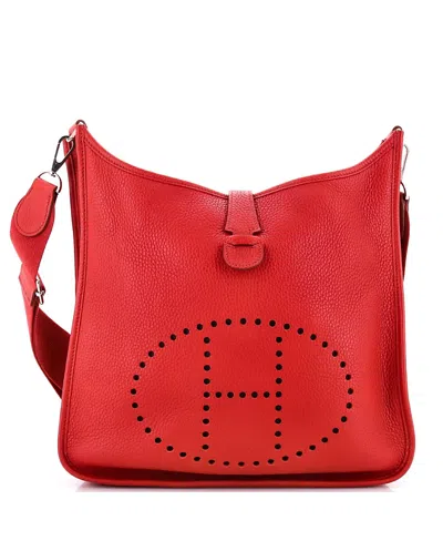 Pre-owned Pre-owned Hermes  Hermes Gm Evelyne Bag Gen Iii Clemence In Red
