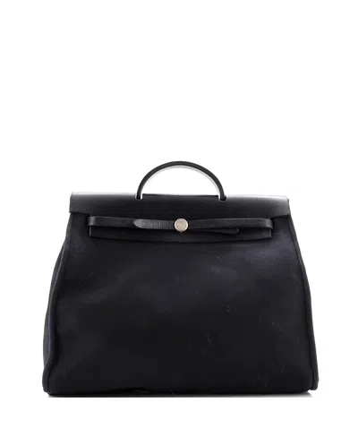 Pre-owned Pre-owned Hermes  Hermes Gm Herbag Toile And Leather In Black