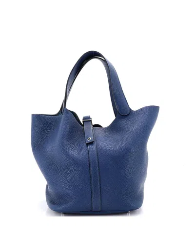 Pre-owned Pre-owned Hermes  Hermes Gm Picotin Bag Clemence In Blue