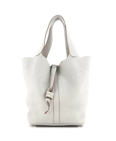 Pre-owned Pre-owned Hermes  Hermes Gm Picotin Lock Bag Clemence In Gray
