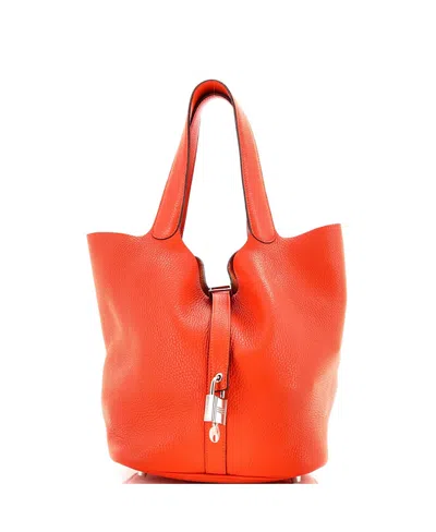 Pre-owned Pre-owned Hermes  Hermes Gm Picotin Lock Bag Clemence In Orange