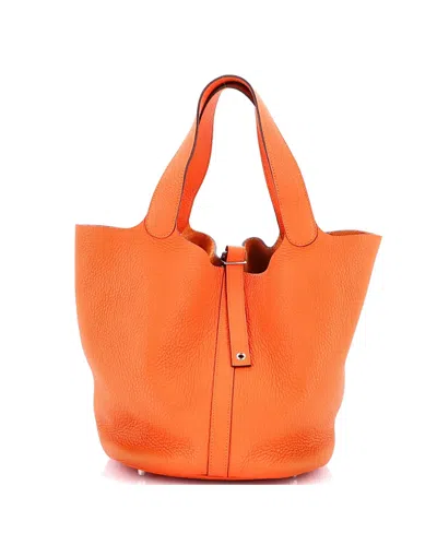 Pre-owned Pre-owned Hermes  Hermes Gm Picotin Lock Bag Clemence In Orange
