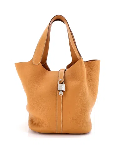 Pre-owned Pre-owned Hermes  Hermes Gm Picotin Lock Bag Clemence In Brown
