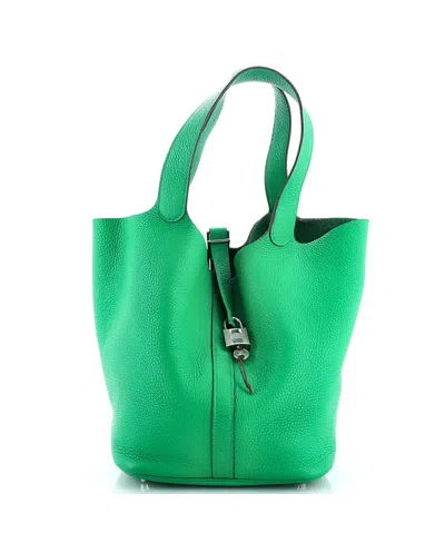 Pre-owned Pre-owned Hermes  Hermes Gm Picotin Lock Bag Clemence In Green