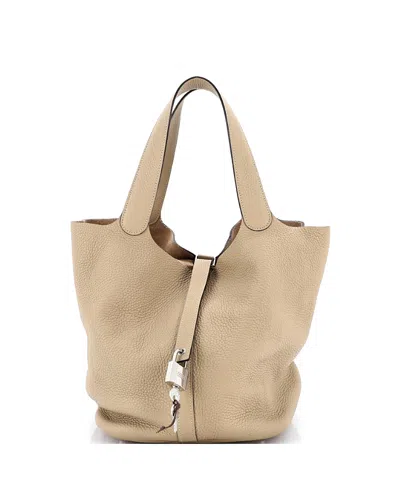 Pre-owned Pre-owned Hermes  Hermes Gm Picotin Lock Bag Clemence In Neutral