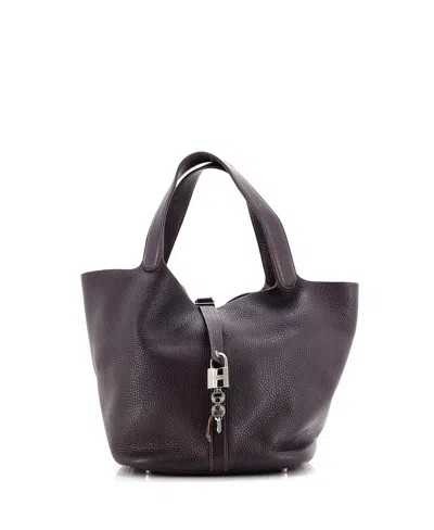 Pre-owned Pre-owned Hermes  Hermes Gm Picotin Lock Bag Clemence In Purple