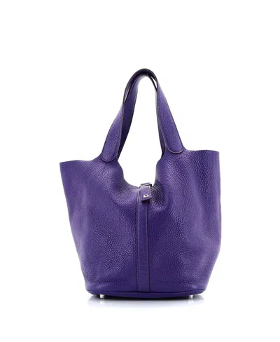 Pre-owned Pre-owned Hermes  Hermes Gm Picotin Lock Bag Clemence In Purple