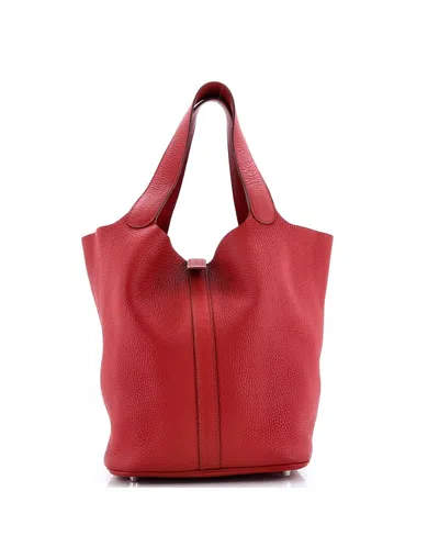 Pre-owned Pre-owned Hermes  Hermes Gm Picotin Lock Bag Clemence In Red