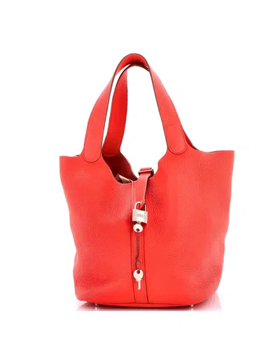 Pre-owned Pre-owned Hermes  Hermes Gm Picotin Lock Bag Clemence In Red