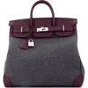 Pre-owned Hermes  Hermes Go Team Hac Birkin Bag Felt And Togo With Palladium Hardware 40 In Gray