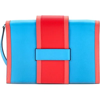 Pre-owned Hermes  Hermes H Passant Clutch Shoulder Bag Evercolor In Blue