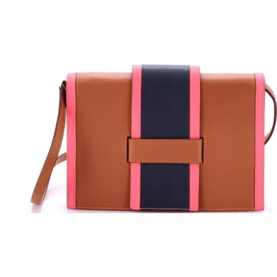 Pre-owned Hermes  Hermes H Passant Clutch Shoulder Bag Evercolor In Gold