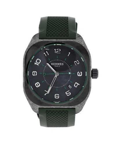 Pre-owned Pre-owned Hermes  Hermes H08 Automatic Watch In Dlc Titanium And Rubber 39mm In Gray