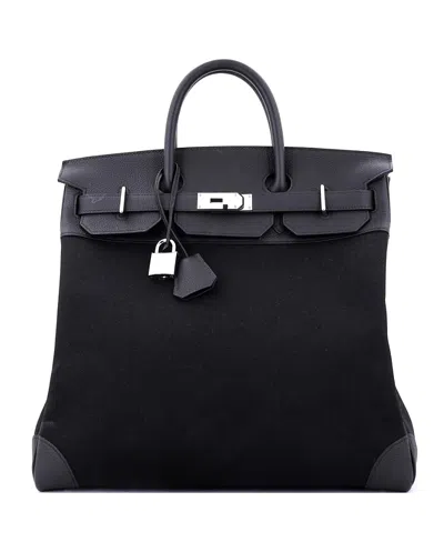 Pre-owned Pre-owned Hermes  Hermes Hac 40 Handbag Toile And Black Togo With Palladium Hardware