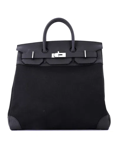 Pre-owned Pre-owned Hermes  Hermes Hac 40 Handbag Toile And Black Togo With Palladium Hardware