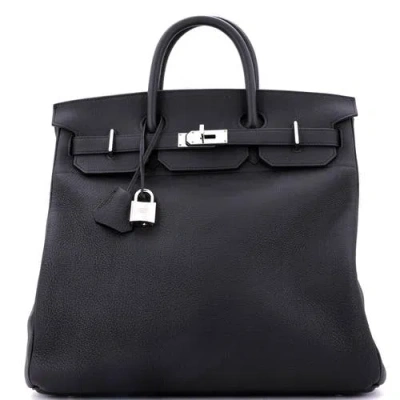 Pre-owned Hermes  Hermes Hac Birkin Bag Black Togo With Palladium Hardware 40