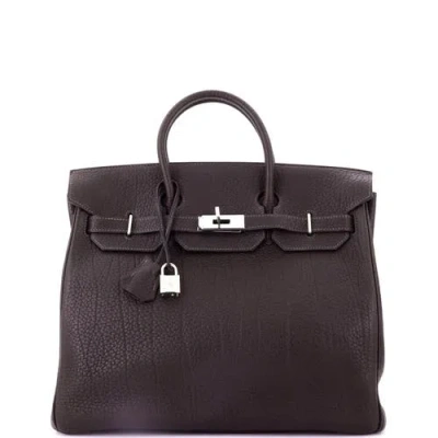 Pre-owned Hermes  Hermes Hac Birkin Bag Brown Fjord With Palladium Hardware 32