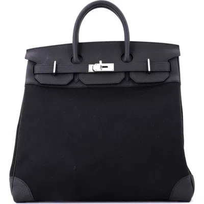 Pre-owned Hermes  Hermes Hac Birkin Bag Toile And Black Togo With Palladium Hardware 40