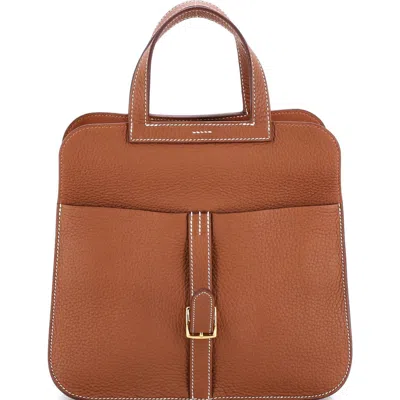 Pre-owned Hermes  Hermes Halzan Bag Clemence 25 In Gold