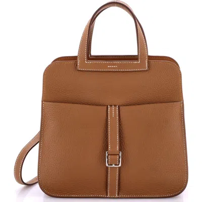 Pre-owned Hermes  Hermes Halzan Bag Clemence 25 In Gold