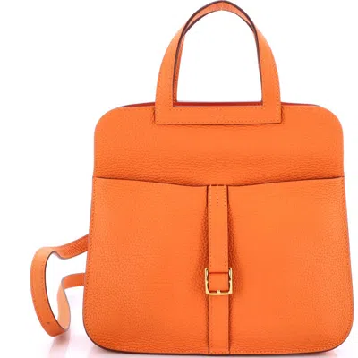 Pre-owned Hermes  Hermes Halzan Bag Clemence 25 In Orange