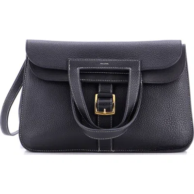 Pre-owned Hermes  Hermes Halzan Bag Clemence 31 In Black