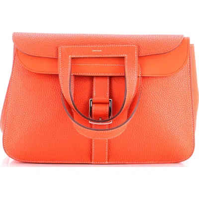 Pre-owned Hermes  Hermes Halzan Bag Clemence 31 In Orange