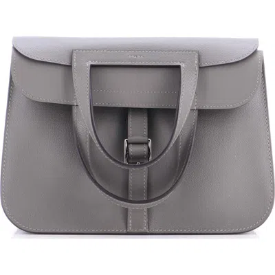 Pre-owned Hermes  Hermes Halzan Bag Evercolor 25 In Gray