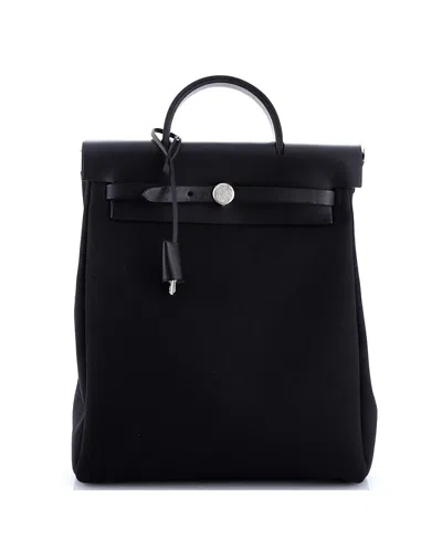 Pre-owned Pre-owned Hermes  Hermes Herbag A Dos Backpack Toile In Black