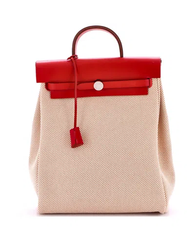Pre-owned Pre-owned Hermes  Hermes Herbag A Dos Zip Backpack Toile And Leather