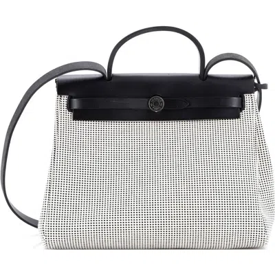 Pre-owned Hermes  Hermes Herbag Zip Criss Viking Toile And Leather 31 In White