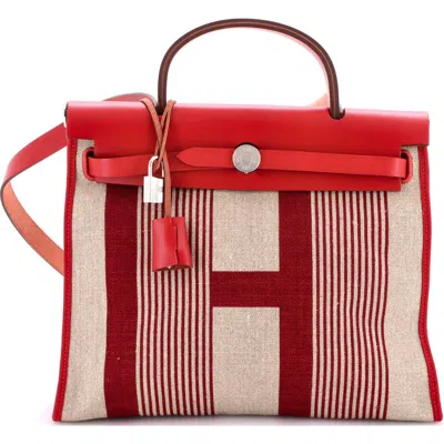 Pre-owned Hermes  Hermes Herbag Zip H Vibration Toile And Leather 31