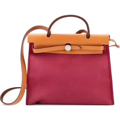 Pre-owned Hermes  Hermes Herbag Zip Leather And Toile 31 In Red