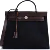 Pre-owned Hermes  Hermes Herbag Zip Leather And Toile 31 In Black