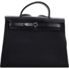 Pre-owned Hermes  Hermes Herbag Zip Leather And Toile 31 In Black