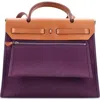 Pre-owned Hermes  Hermes Herbag Zip Leather And Toile 31 In Purple
