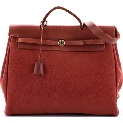 Pre-owned Hermes  Hermes Herbag Zip Leather And Toile 39