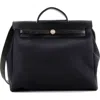 Pre-owned Hermes  Hermes Herbag Zip Leather And Toile 39 In Black