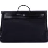 Pre-owned Hermes  Hermes Herbag Zip Leather And Toile 50 In Black
