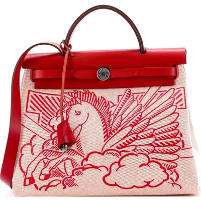 Pre-owned Hermes  Hermes Herbag Zip Pegase Pop Toile And Leather 31 In Multi