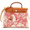 Pre-owned Hermes  Hermes Herbag Zip Pegase Pop Toile And Leather 31 In Gold