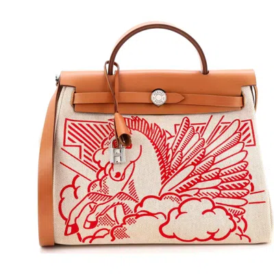 Pre-owned Hermes  Hermes Herbag Zip Pegase Pop Toile And Leather 31 In Multi