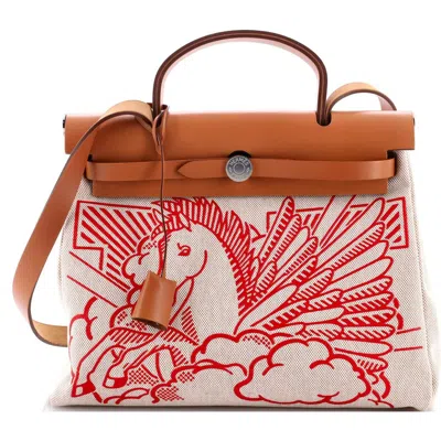 Pre-owned Hermes  Hermes Herbag Zip Pegase Pop Toile And Leather 31 In Multi