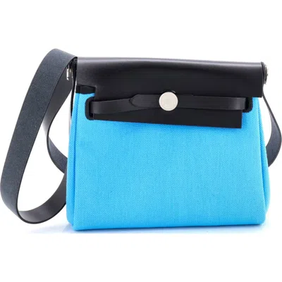 Pre-owned Hermes  Hermes Herbag Zip Toile And Leather 20 In Blue