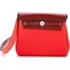Pre-owned Hermes  Hermes Herbag Zip Toile And Leather 20 In Red