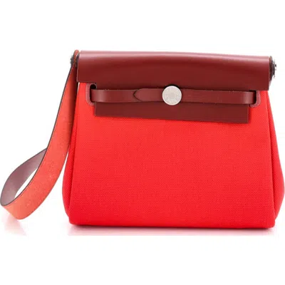 Pre-owned Hermes  Hermes Herbag Zip Toile And Leather 20 In Red