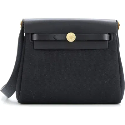 Pre-owned Hermes  Hermes Herbag Zip Toile And Leather 20 In Black